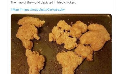 Die Welt in Chicken-Nuggets: Eine Aufgabe für intelligente Maschinen. (Foto: Twitter / Bryan Druzin)