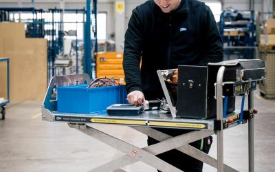 Flexibles Arbeiten leicht gemacht: Die innovative Werkbank und Sackkarre in einem Gerät. (Foto: EXPRESSO Deutschland GmbH & Co. KG)